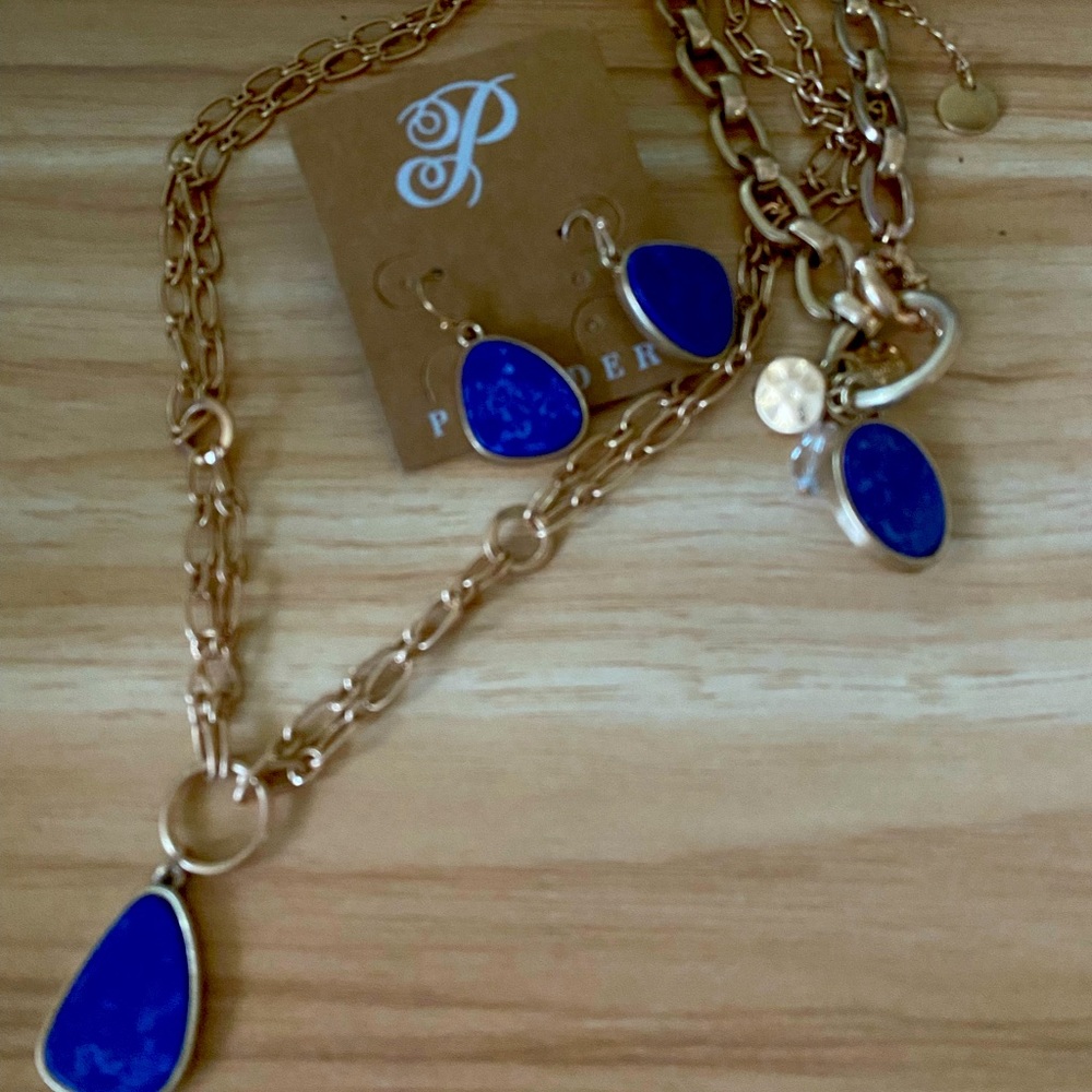 Plunder blue purple earrings , necklace , bracelet
